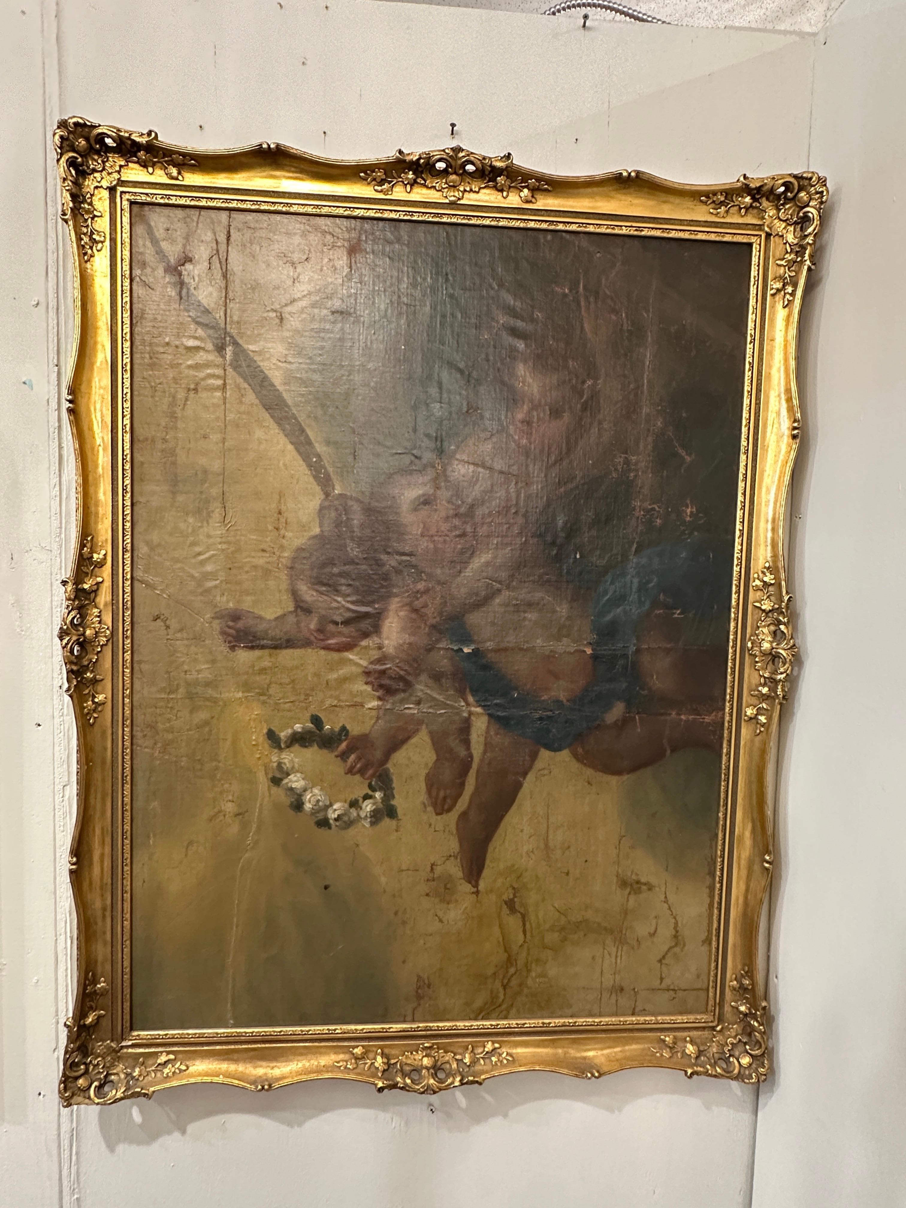 19th Century Painting From Mexico in Gilt Frame For Sale 5