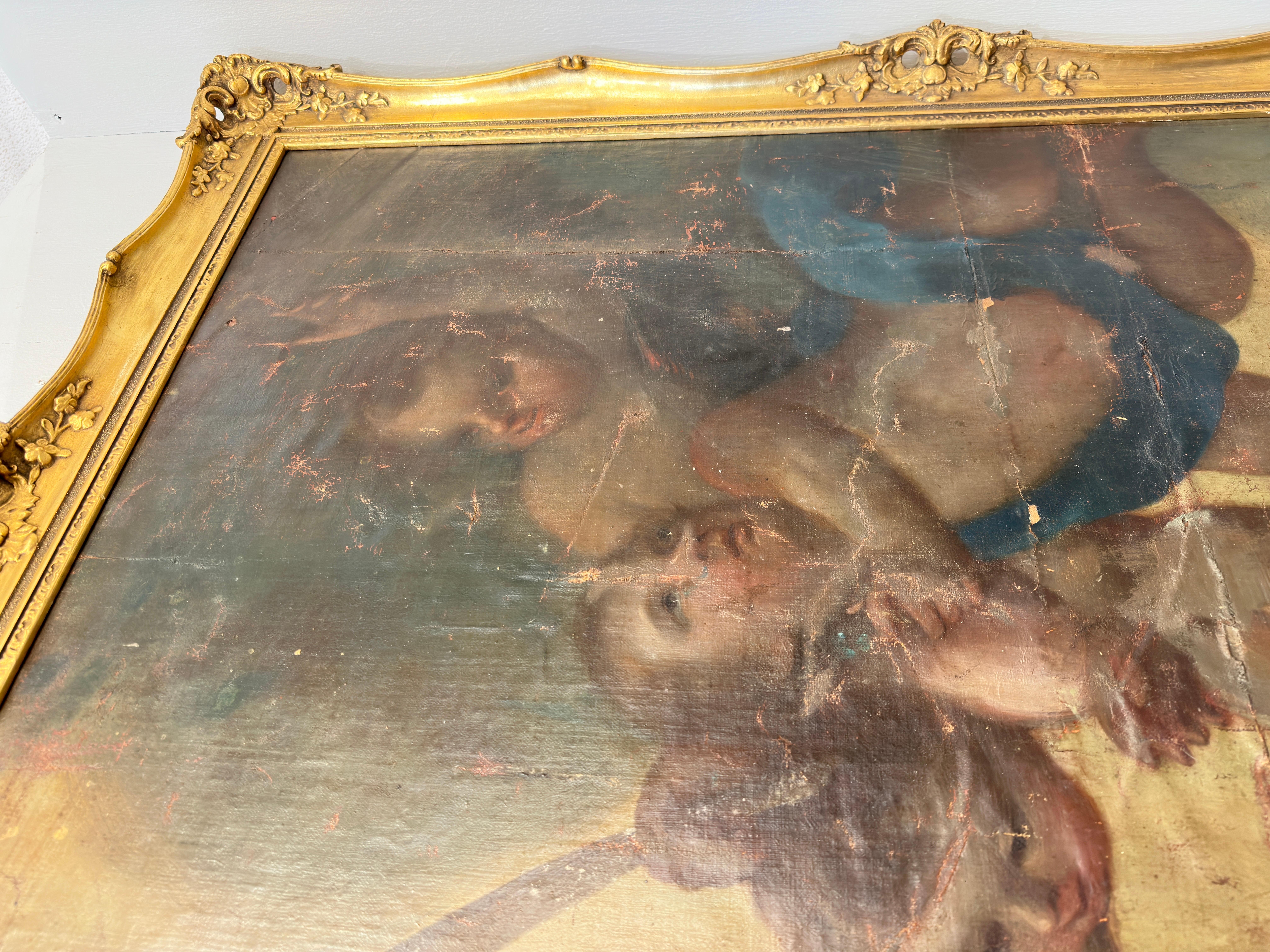 Mexican 19th Century Painting From Mexico in Gilt Frame For Sale