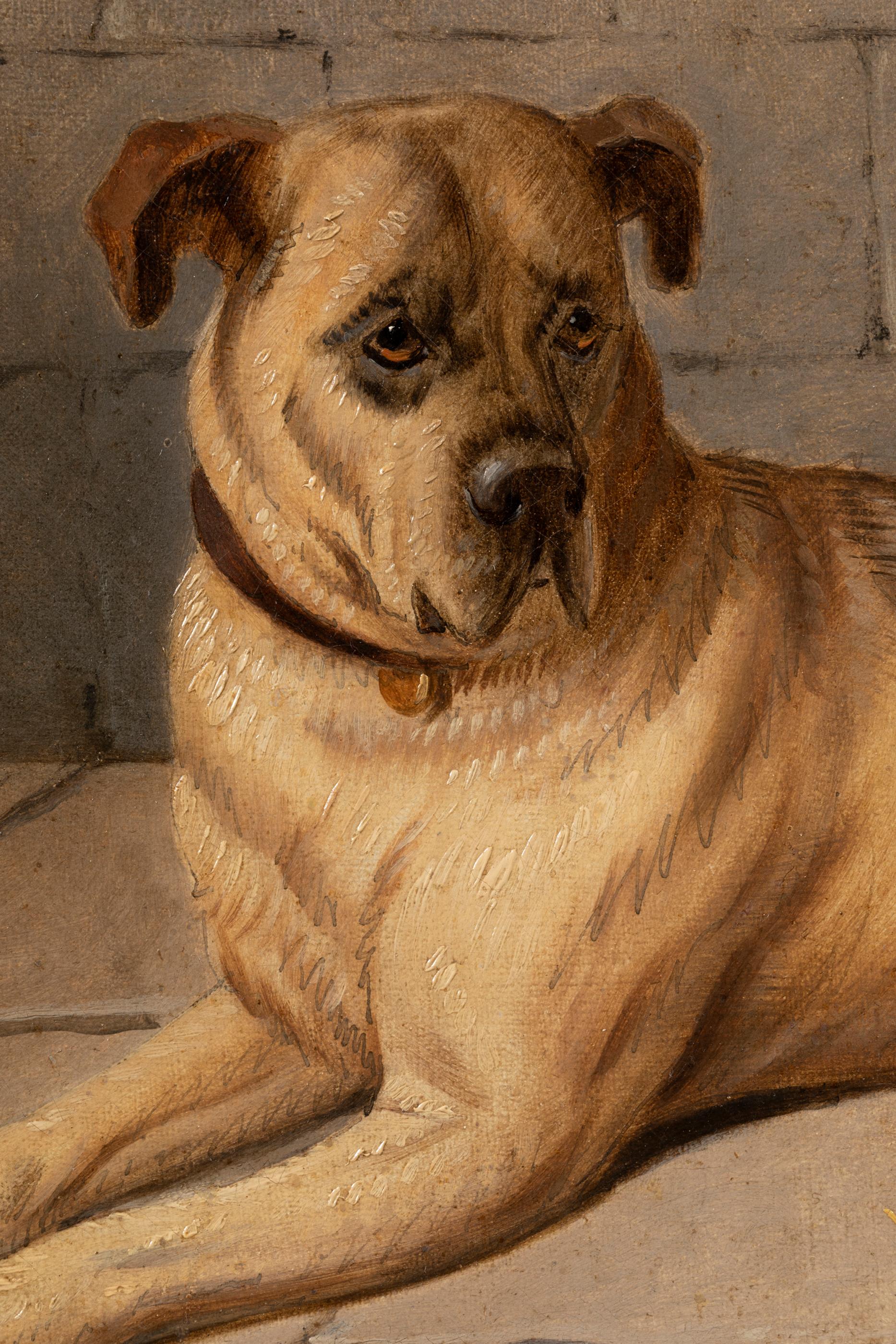 19th Century Painting Horse Accompanied by a Mastiff. E-J Keeling For Sale 2