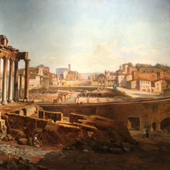 19th Century Painting Italian Vincenzo Giovannini View of the Forum Romanum