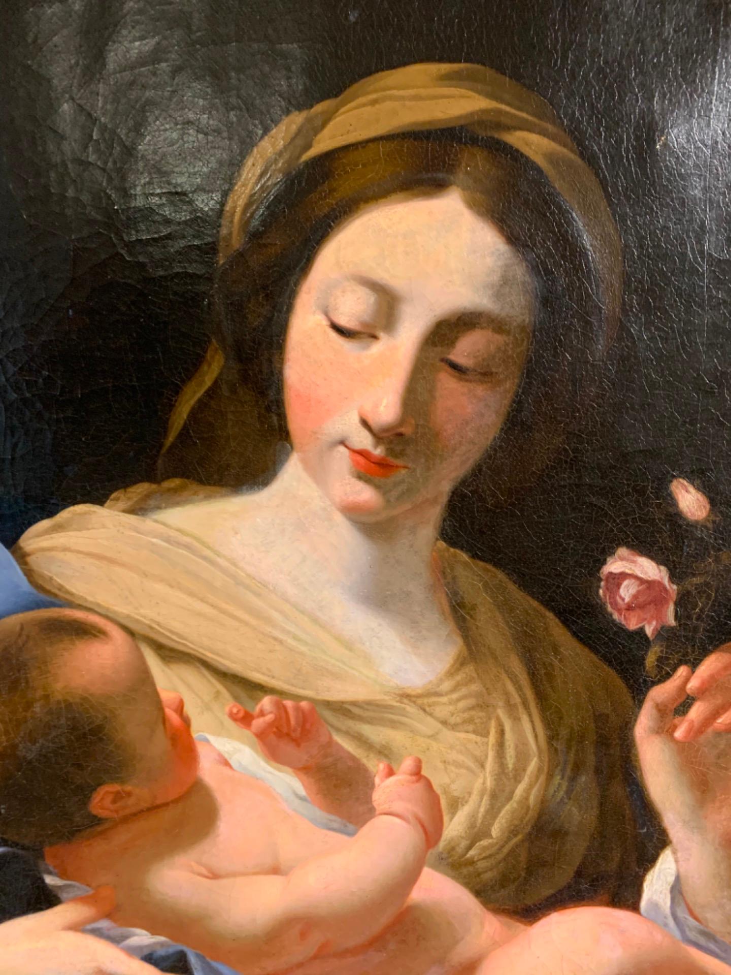 Canvas 19th CENTURY PAINTING MADONNA AND CHILD  For Sale