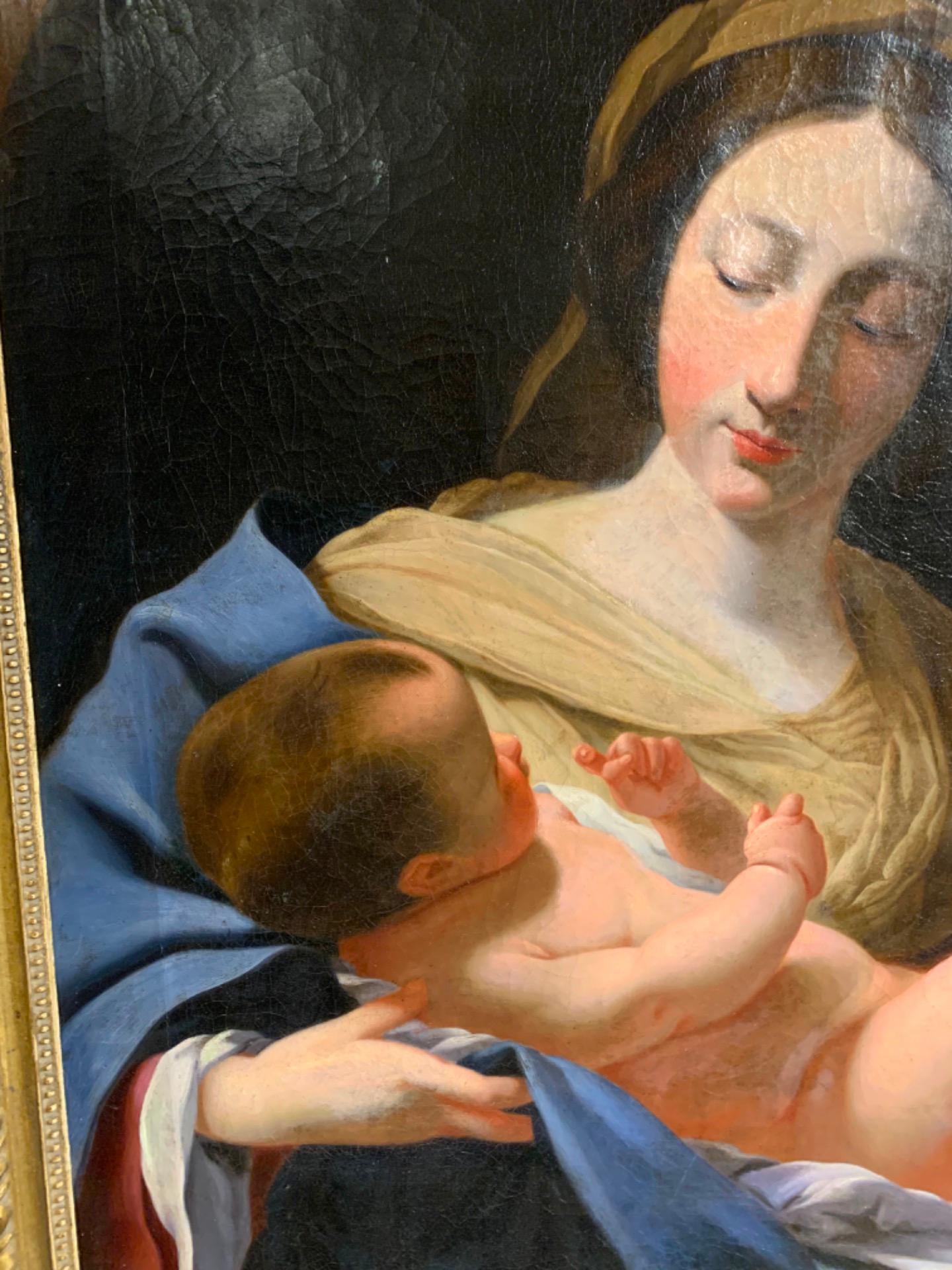 19th CENTURY PAINTING MADONNA AND CHILD  For Sale 3