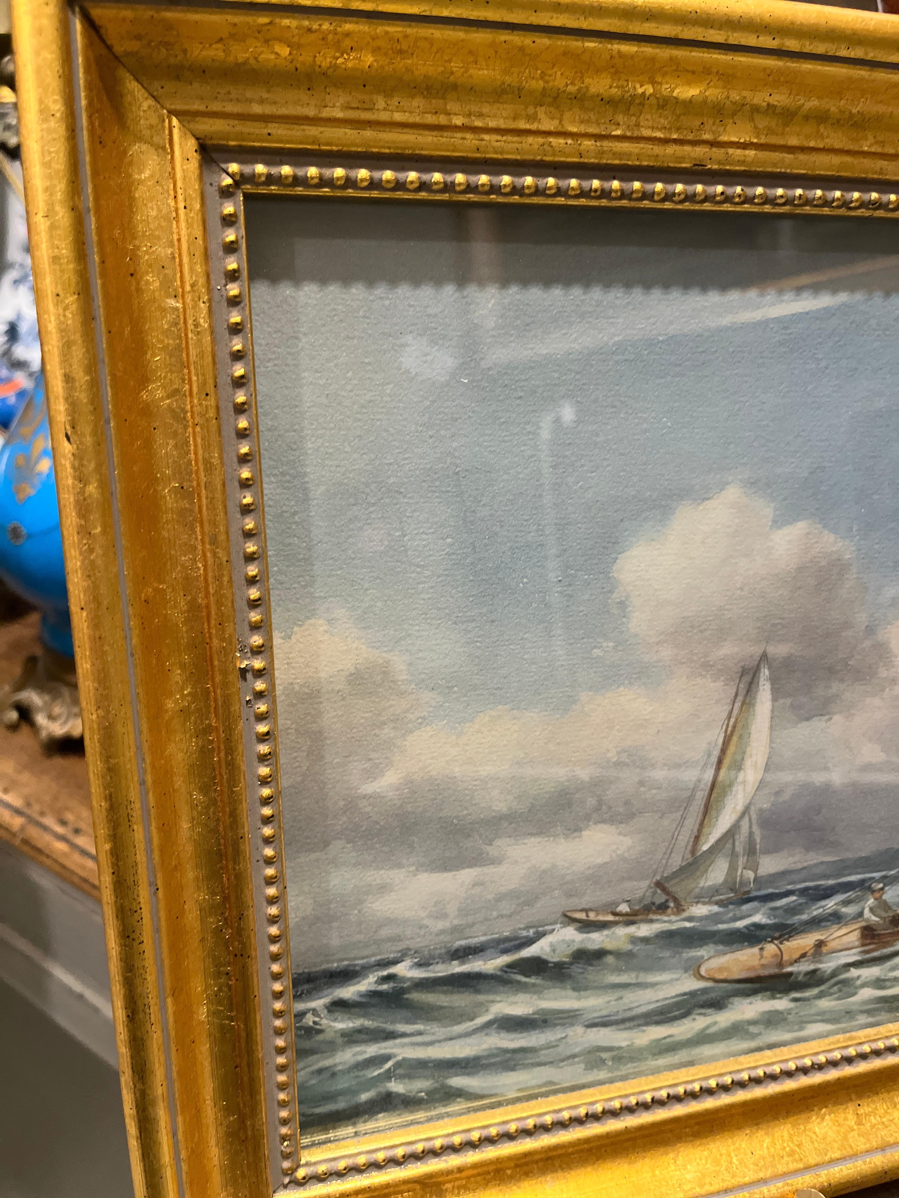Gemälde einer Segelregatta aus dem 19. (Amerikanische Klassik) im Angebot