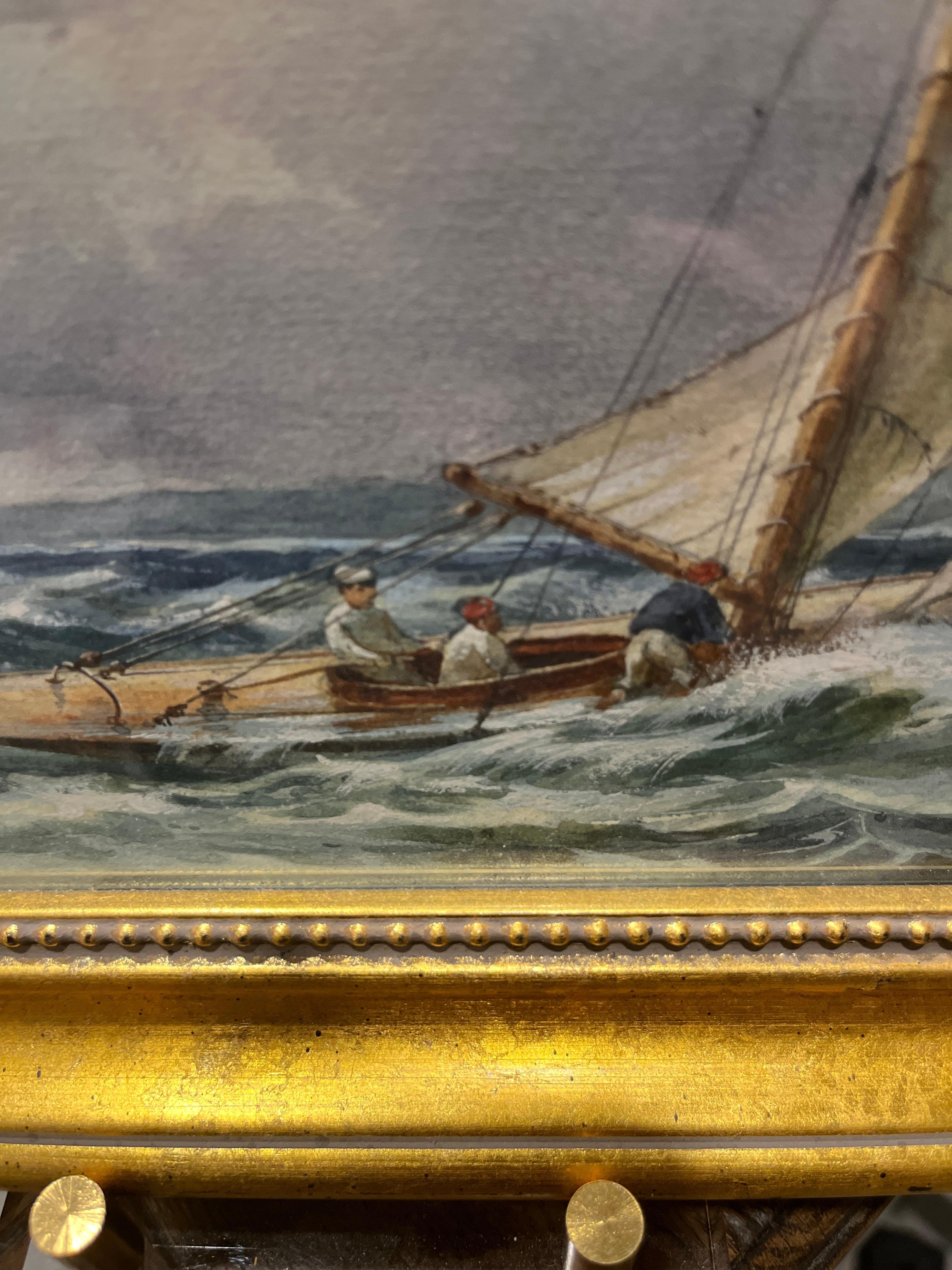 Gemälde einer Segelregatta aus dem 19. (Französisch) im Angebot