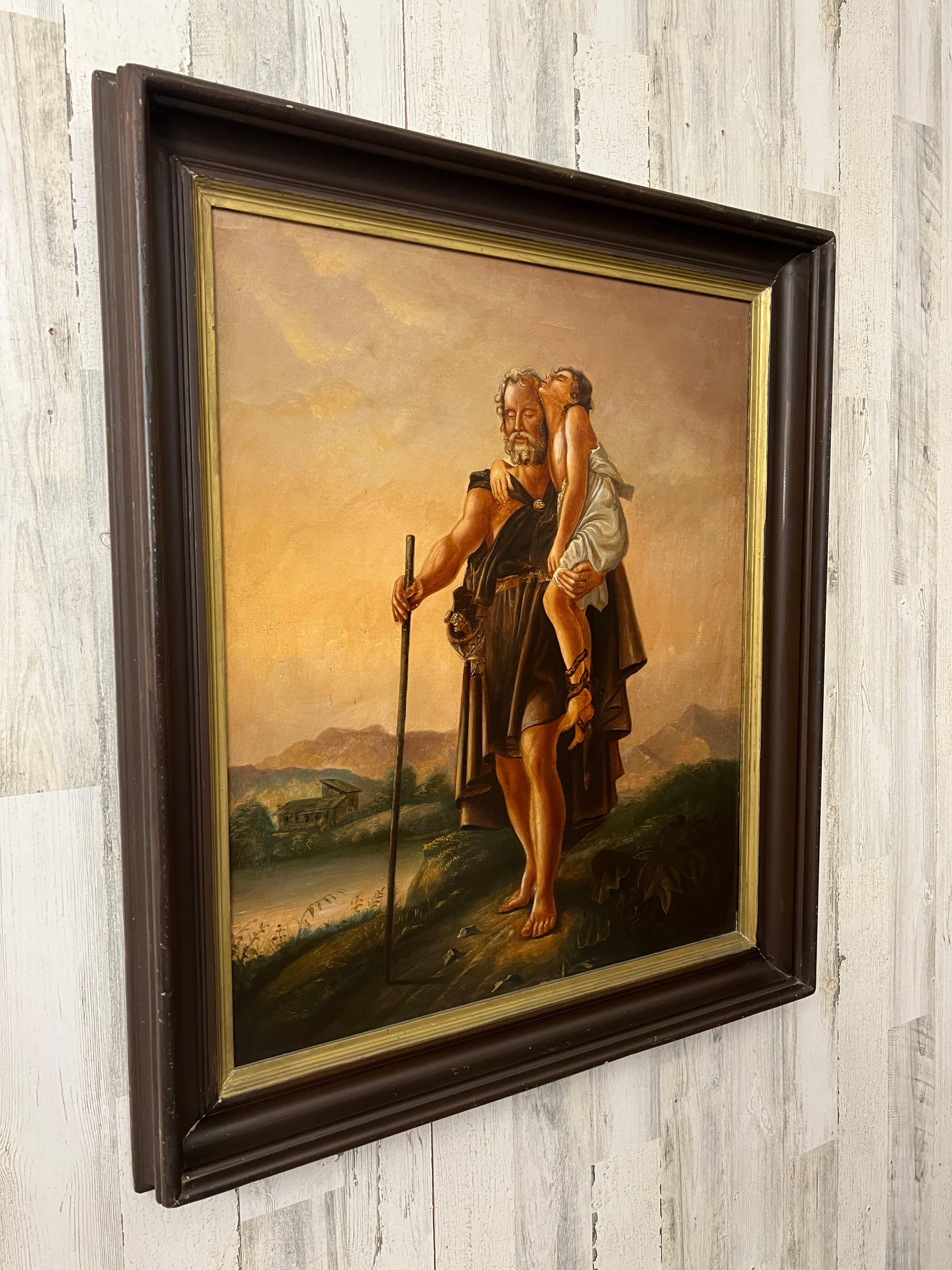 American 19th Century Painting of Abraham and Issac in the style of George Caleb Bingham For Sale