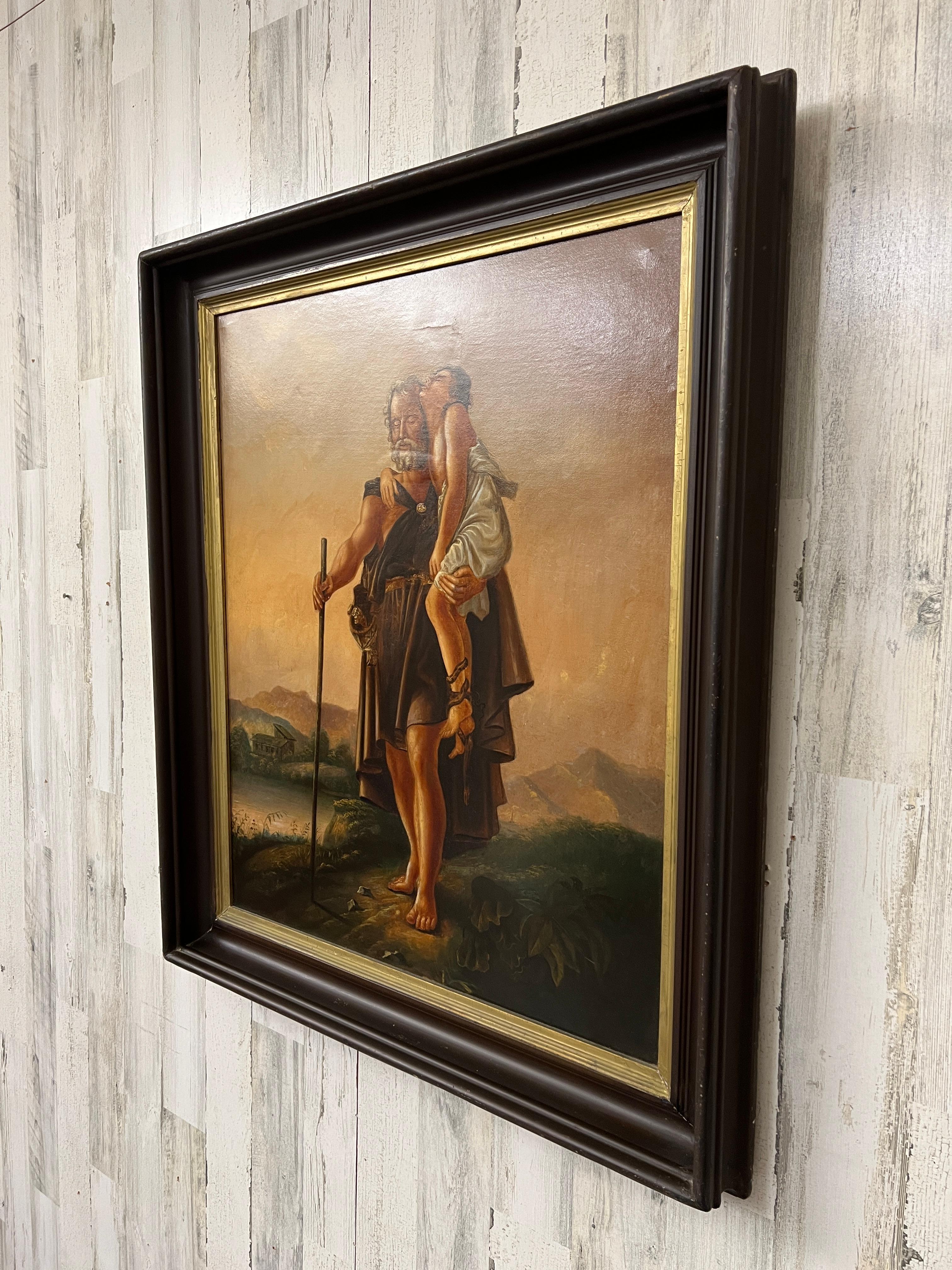 19th Century Painting of Abraham and Issac in the style of George Caleb Bingham In Good Condition For Sale In Denton, TX