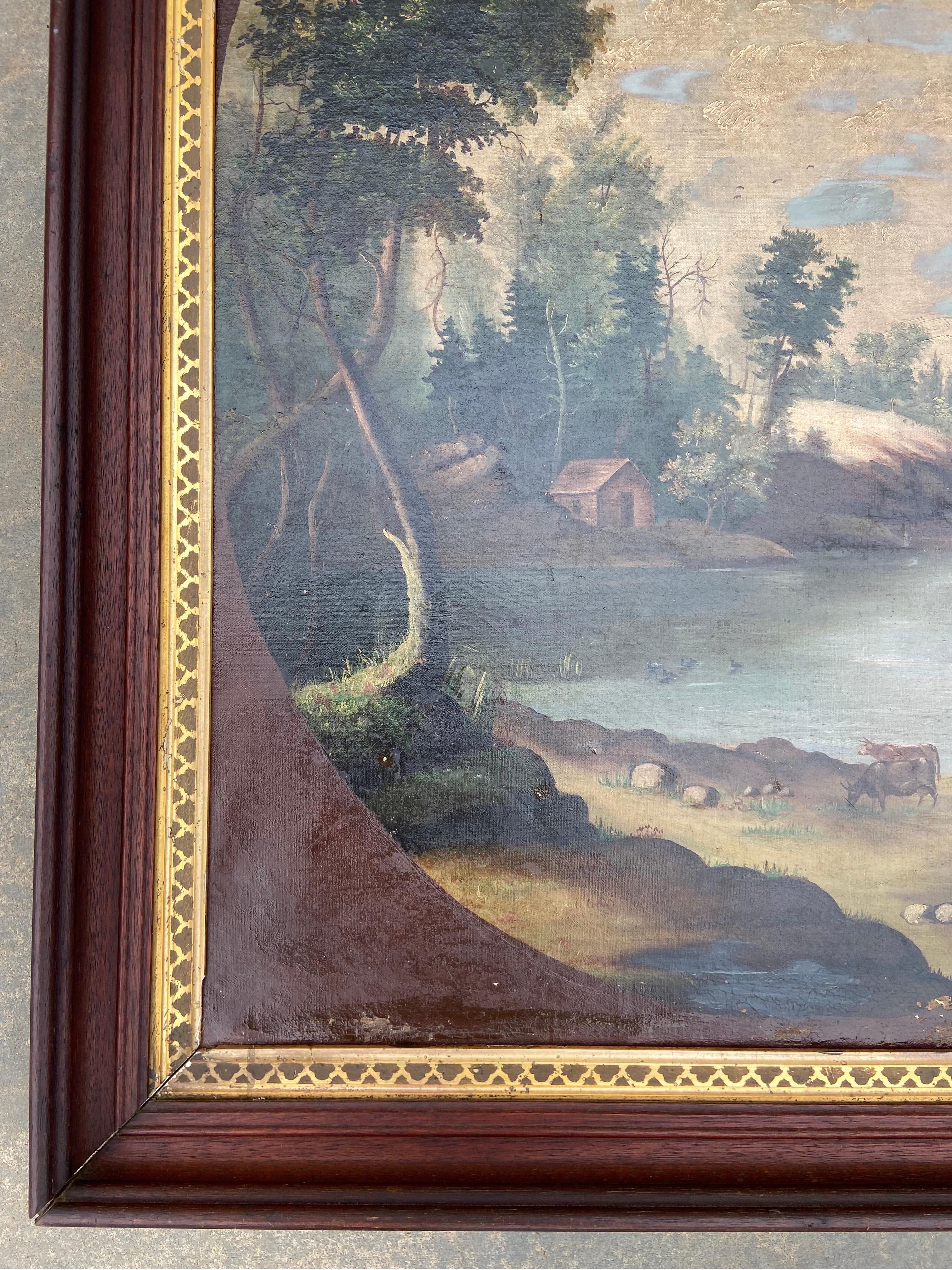 Hand-Painted 19th Century Painting of California Style of Albertus Del Orient Browere, Framed