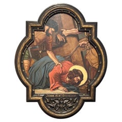 Peinture du XIXe siècle représentant Jésus-Christ sur le chemin de croix Via Crucis