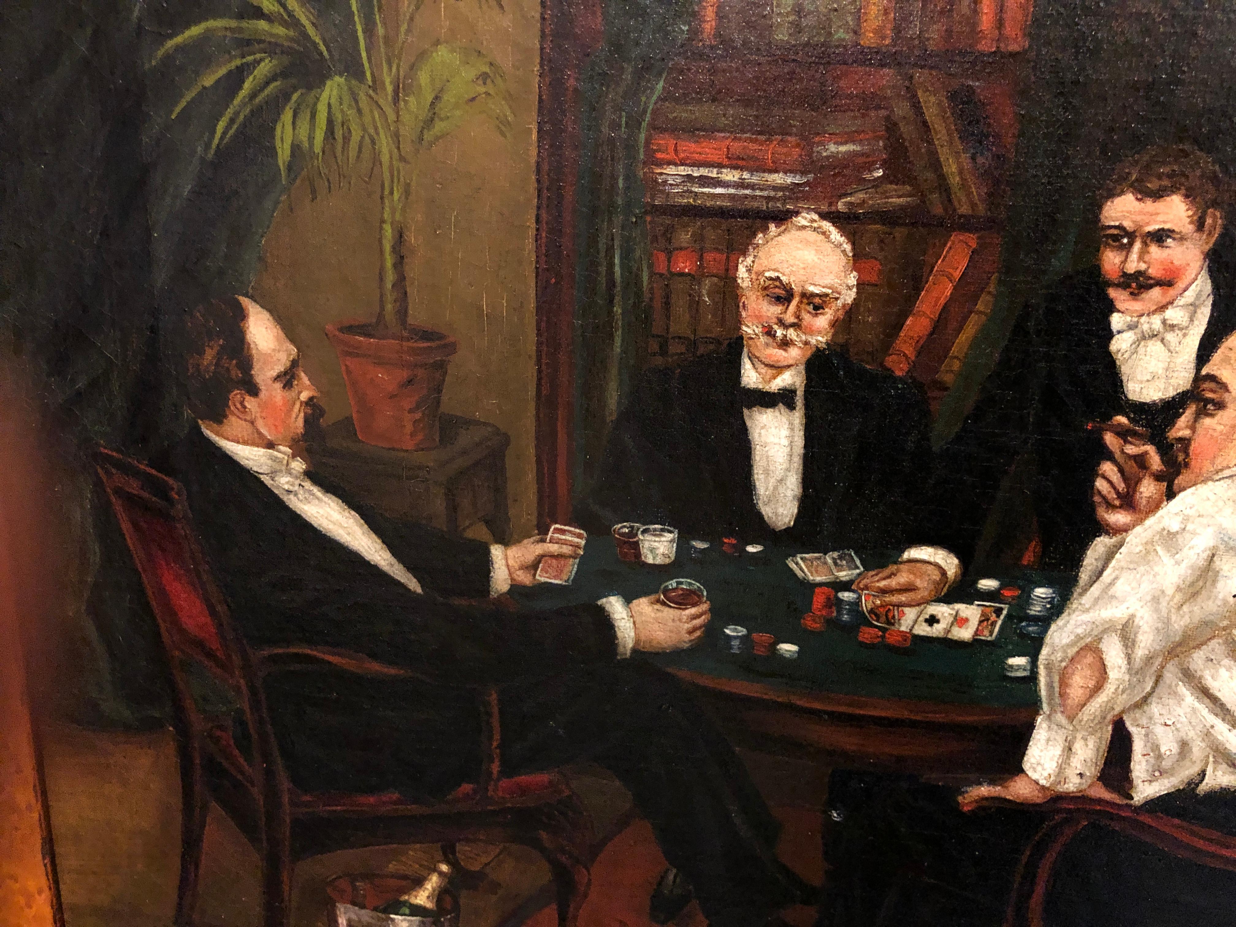 American 19th Century Painting of Men Gambling