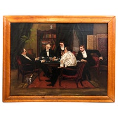 peinture du 19ème siècle représentant des hommes jouant au jeu