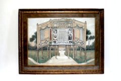 19th Century Painting of Men in Armory in Gilt Burl Frame, from Laos or Thailand
