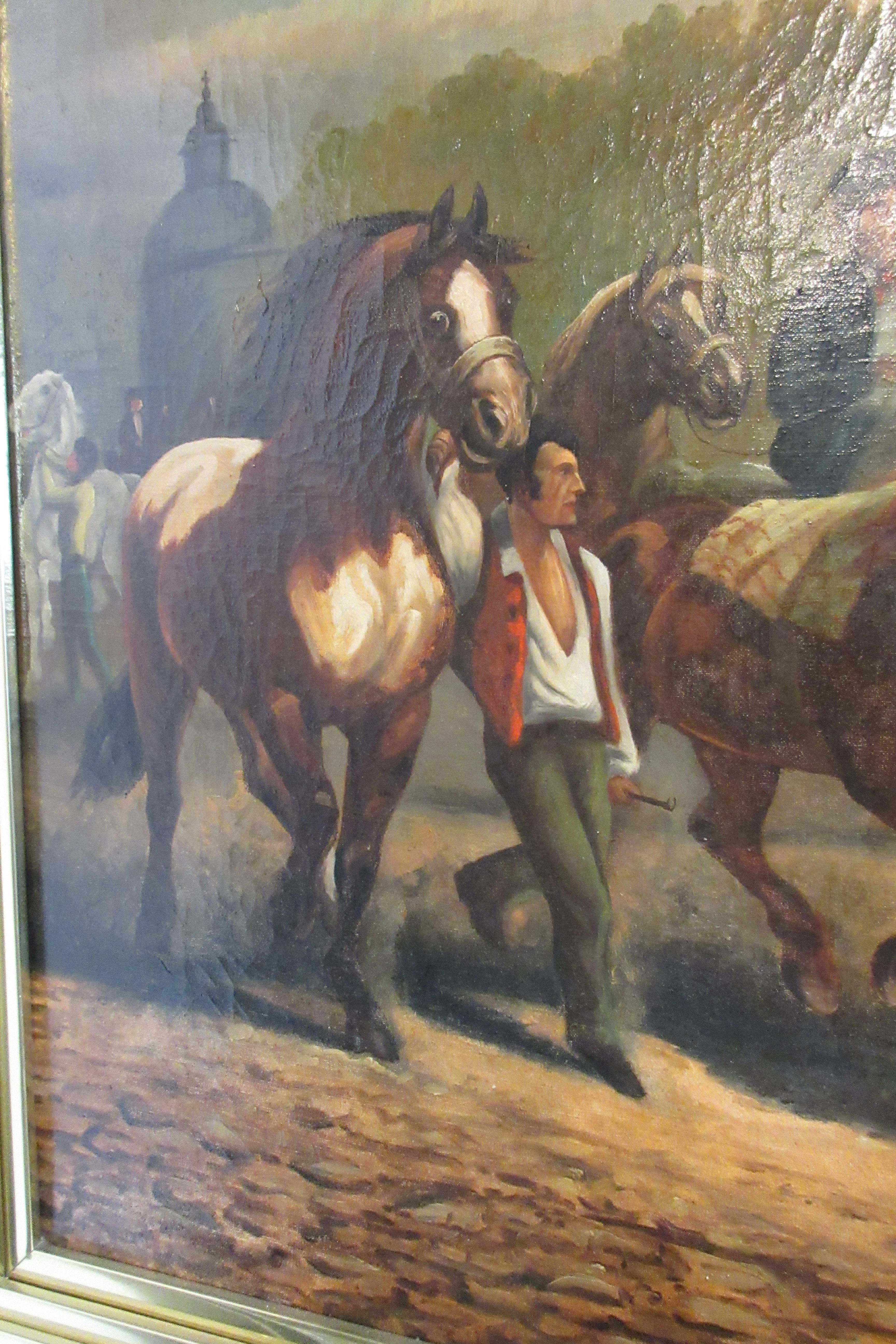 19th Century Painting of Men on Horses by Paul Powis In Good Condition In Tarrytown, NY