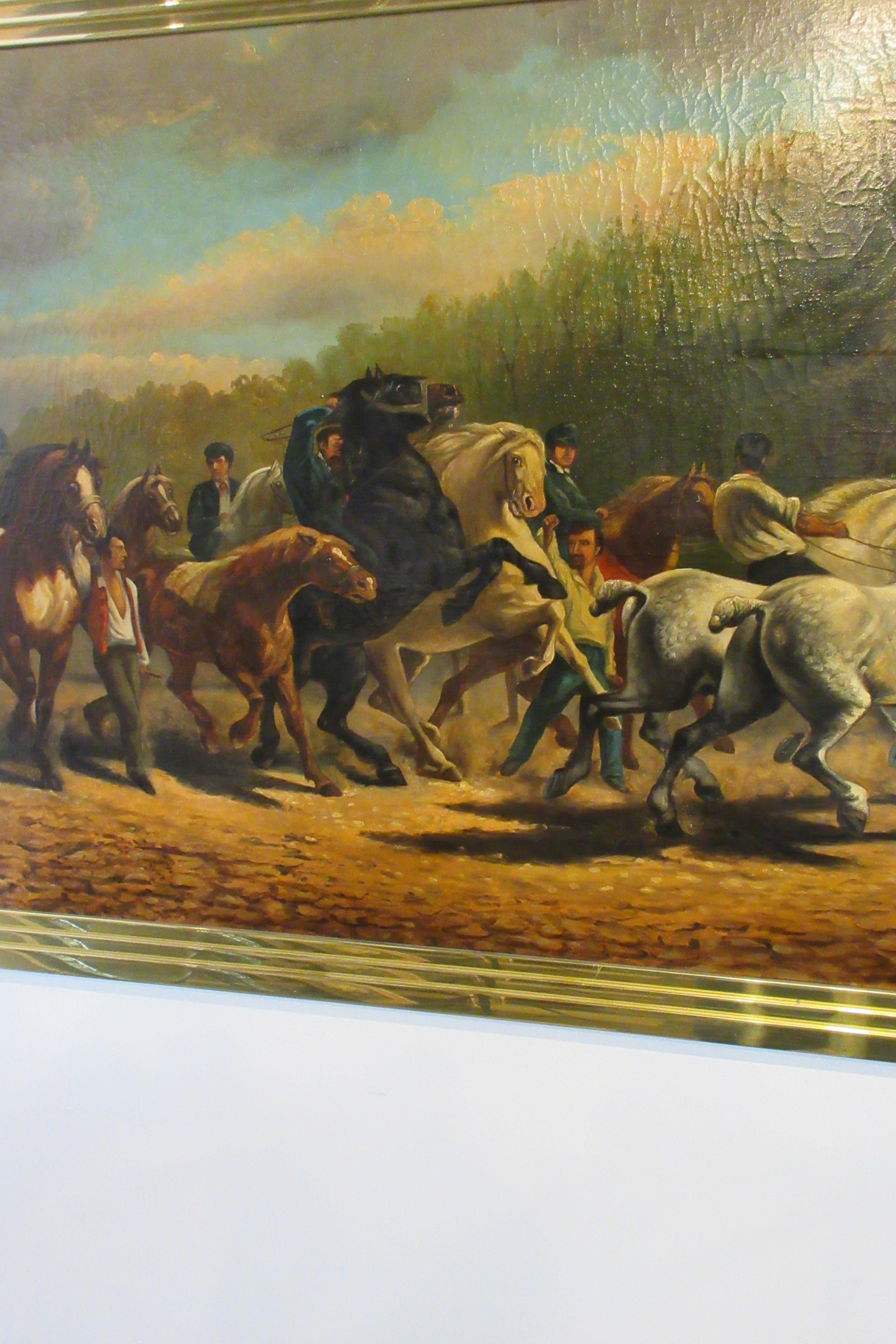 Late 19th Century 19th Century Painting of Men on Horses by Paul Powis