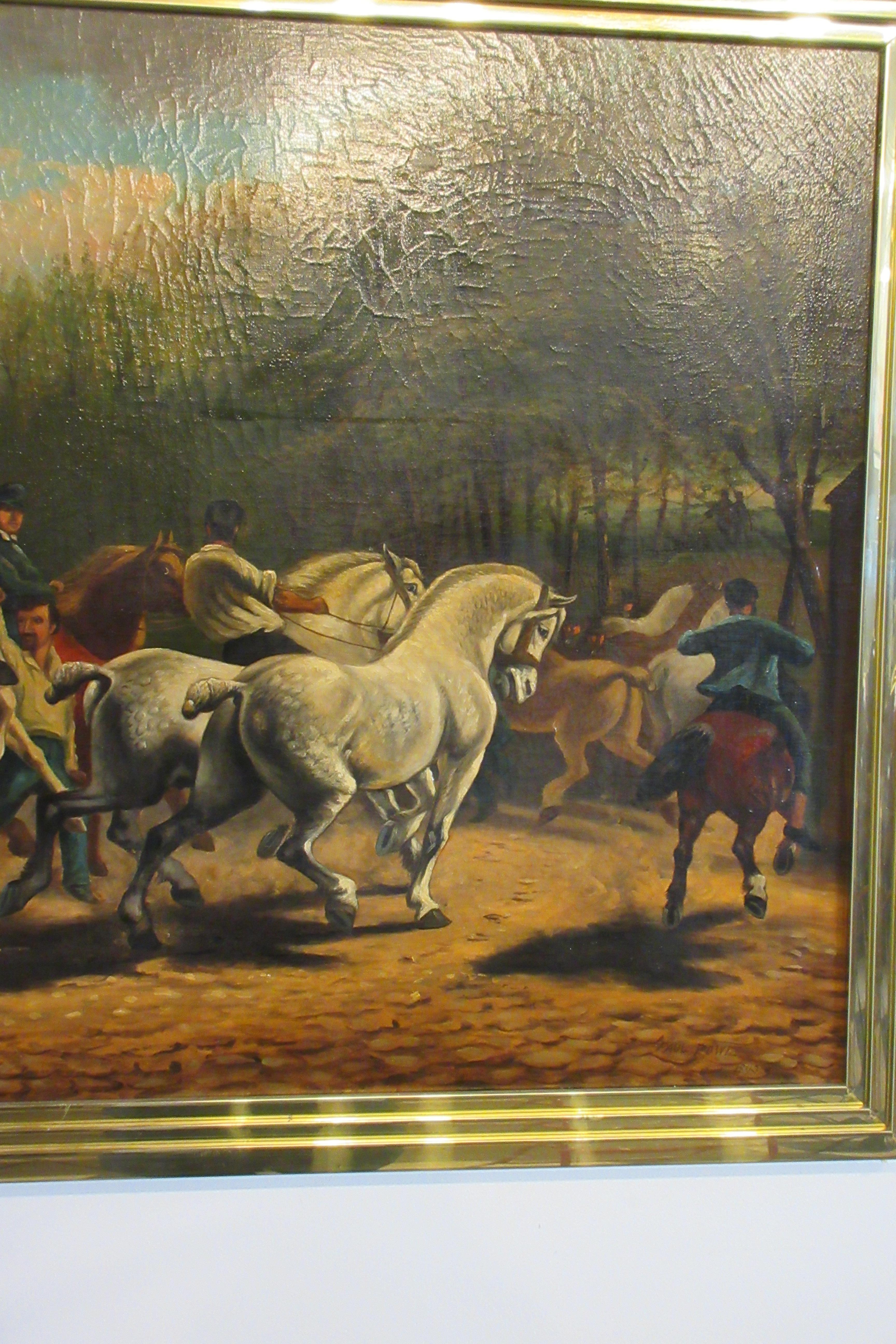 19th Century Painting of Men on Horses by Paul Powis 1