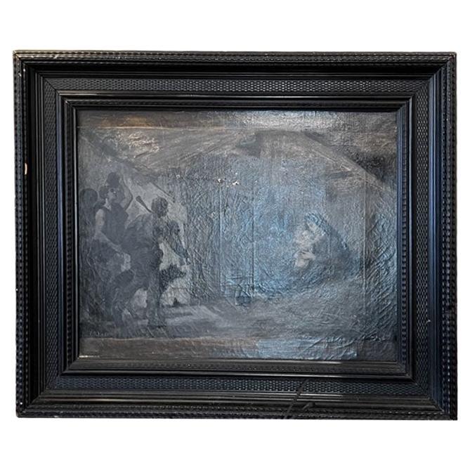 19th Century Painting of Nativity from Reims France For Sale