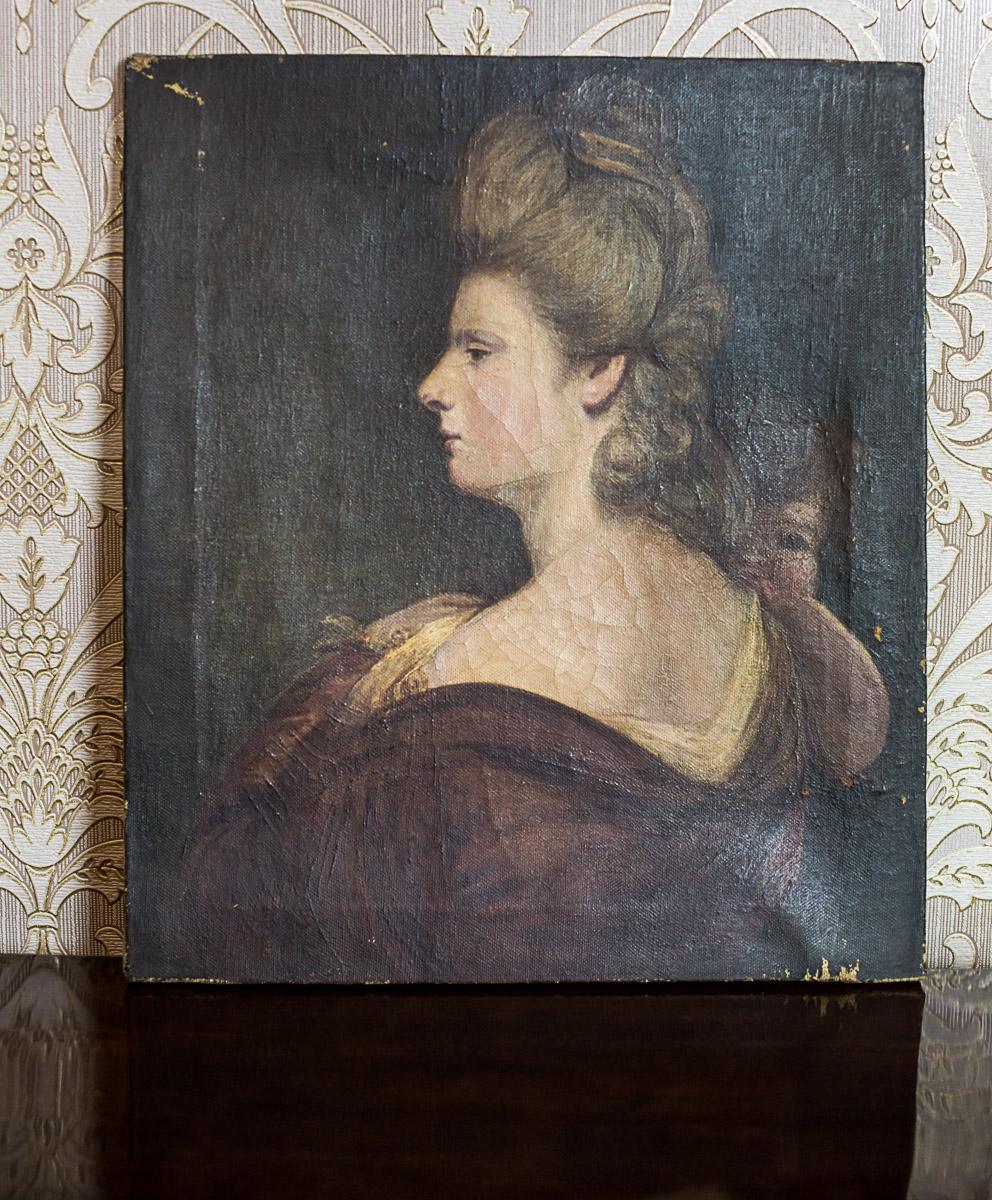 Gemälde des 19. Jahrhunderts, Öl auf Leinwand, ein Porträt einer Frau im Angebot 6