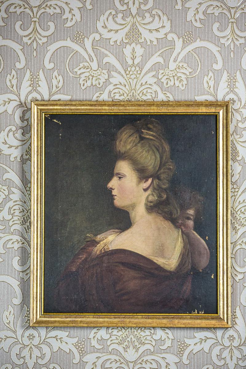 Gemälde des 19. Jahrhunderts, Öl auf Leinwand, ein Porträt einer Frau (Handbemalt) im Angebot