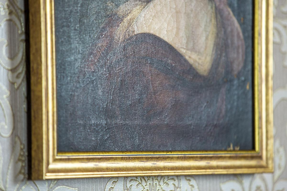 Gemälde des 19. Jahrhunderts, Öl auf Leinwand, ein Porträt einer Frau im Zustand „Gut“ im Angebot in Opole, PL