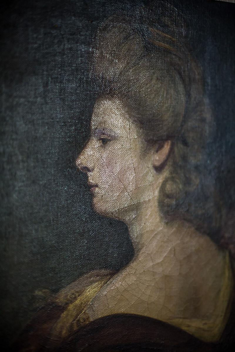 Gemälde des 19. Jahrhunderts, Öl auf Leinwand, ein Porträt einer Frau im Angebot 2