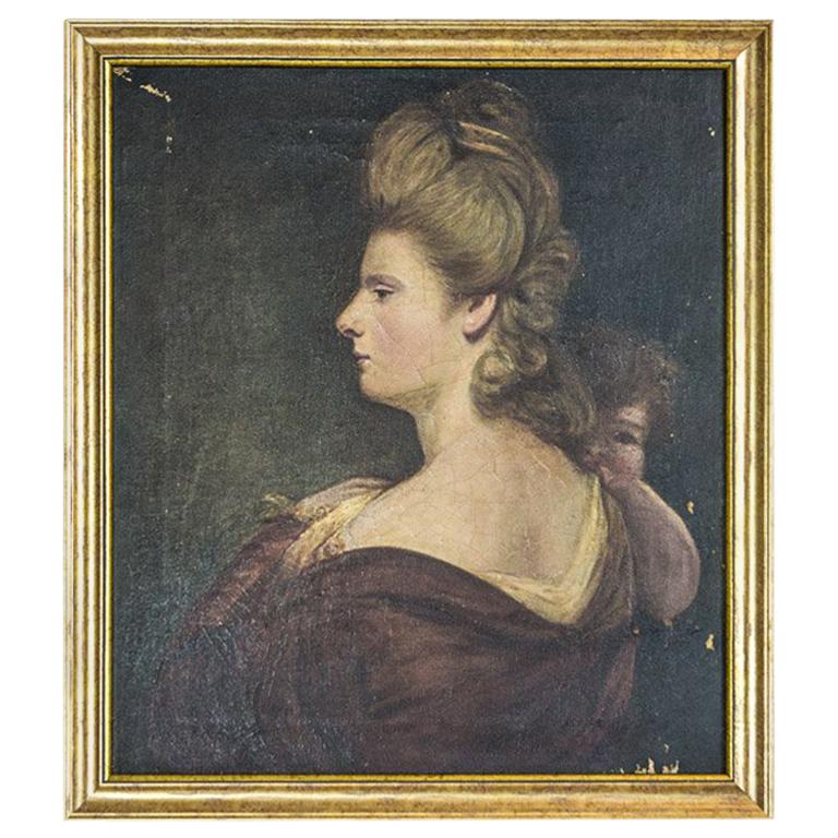 19th Century Painting, Oil on Canvas, A Portrait of a Woman