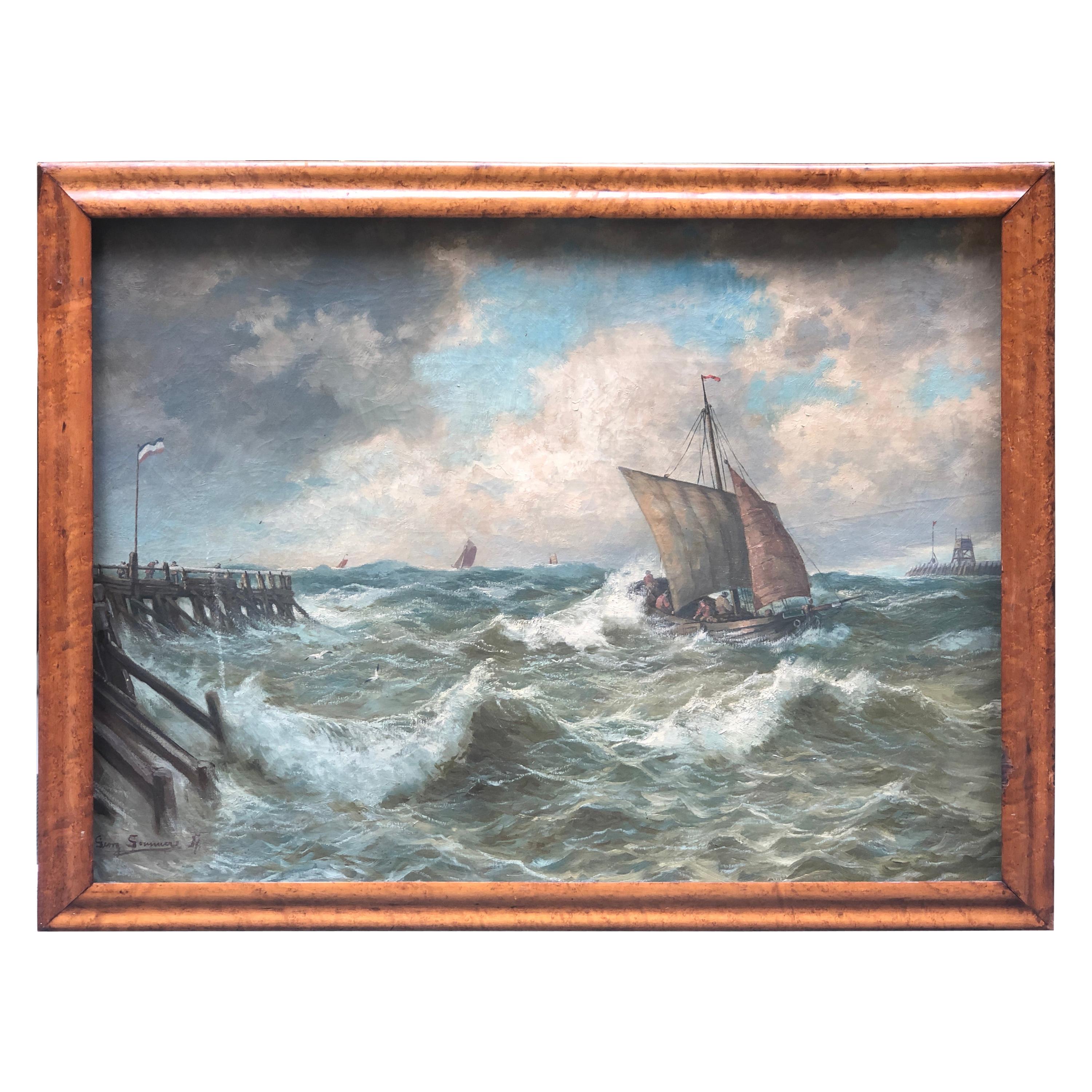 Peinture à l'huile sur toile du XIXe siècle par Georg Sommer en vente