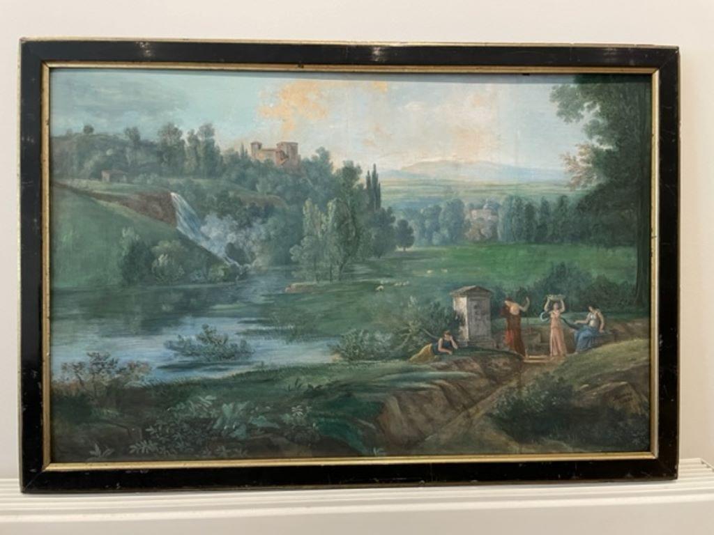 Classical 19th Century European Painting Figures in Ancient Landscape