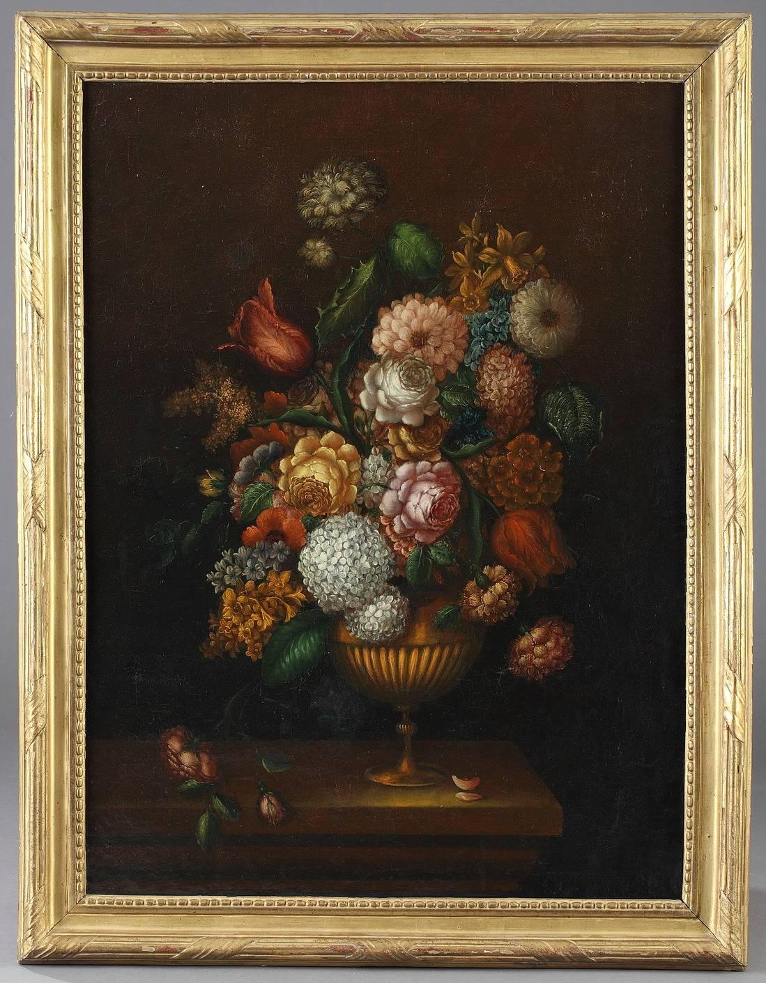 19th Century Paintings Flower Bouquets in the Dutch School Style 1