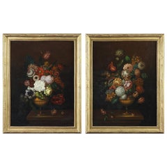 19th Century Paintings Flower Bouquets in the Dutch School Style