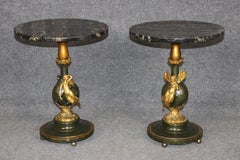 Paire de tables d'appoint Art Nouveau en bronze et marbre du 19e siècle par Ferville Suan