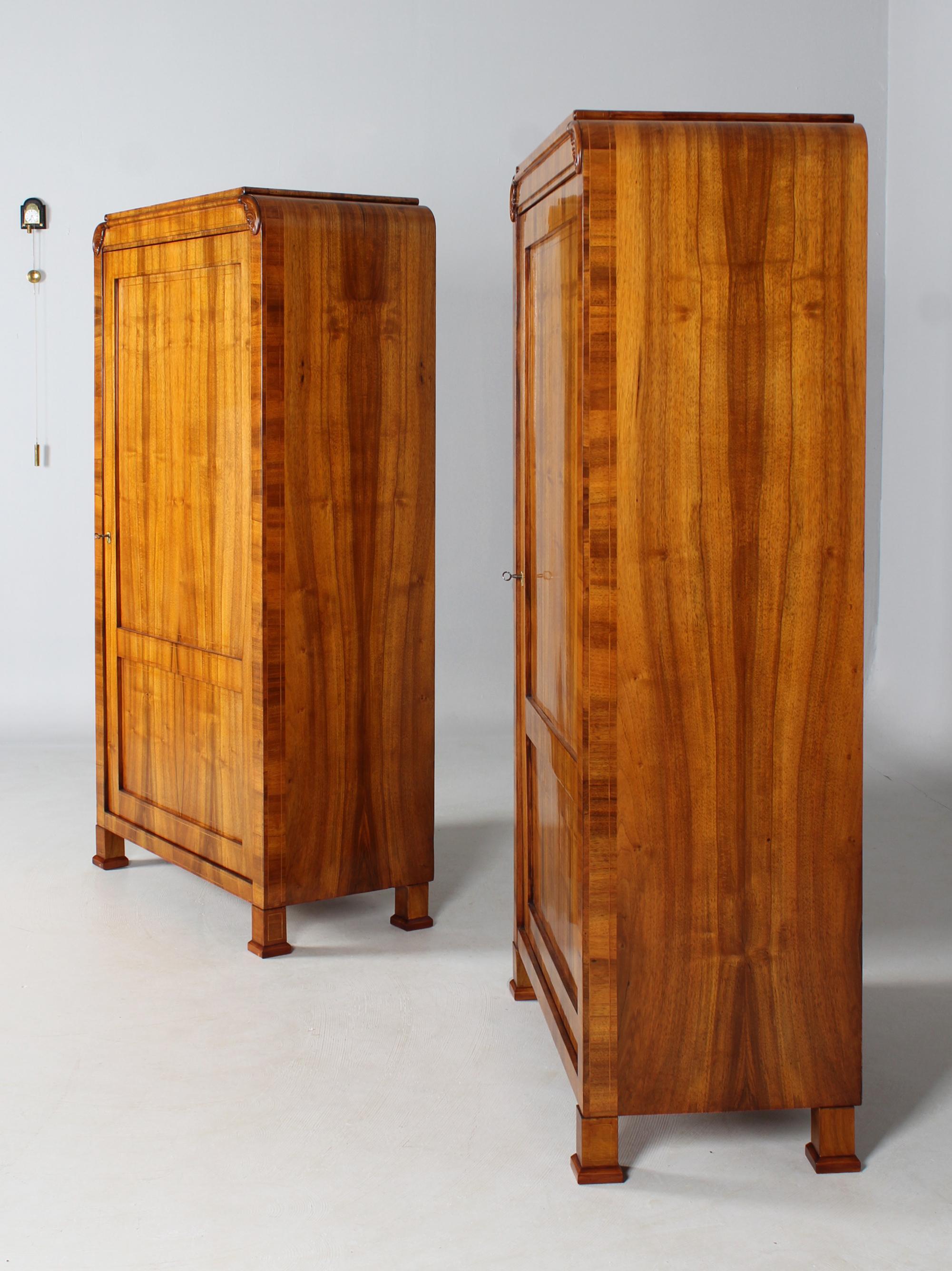 19th Century Pair Biedermeier Wardrobes, Walnut, Prague, circa 1830 3