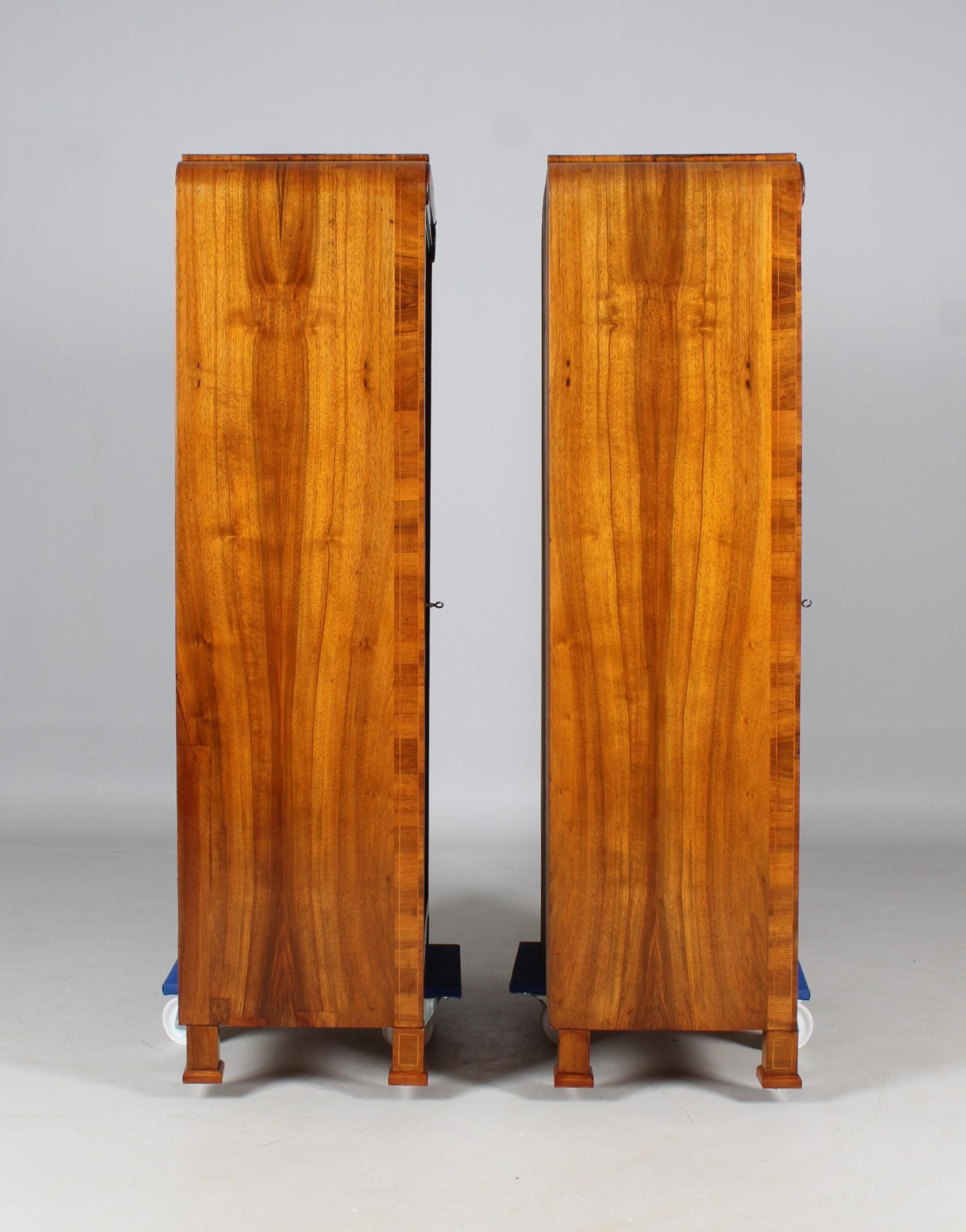 19th Century Pair Biedermeier Wardrobes, Walnut, Prague, circa 1830 4
