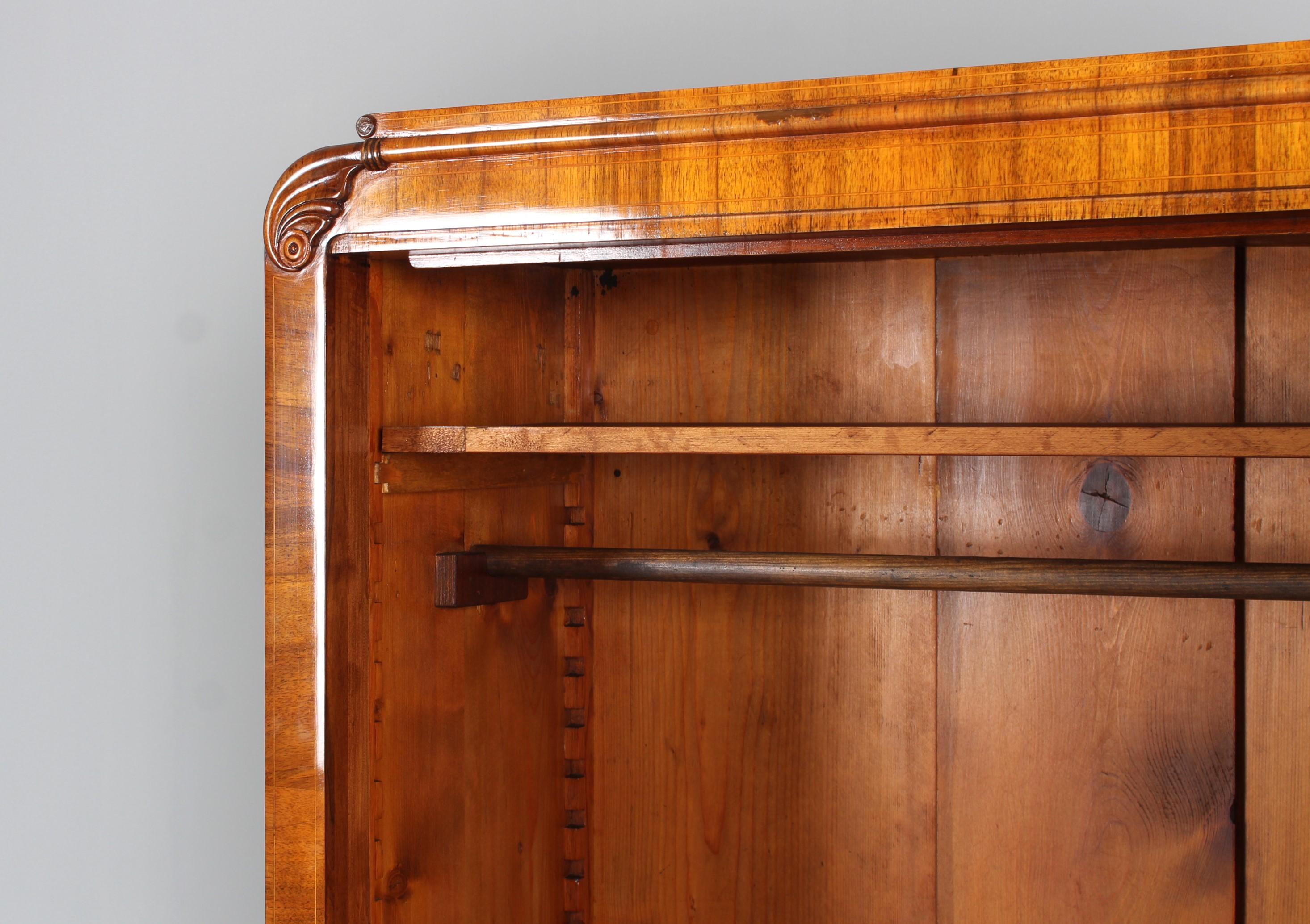 European 19th Century Pair Biedermeier Wardrobes, Walnut, Prague, circa 1830