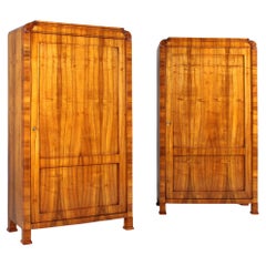 19th Century Pair Biedermeier Wardrobes, Walnut, Prague, circa 1830