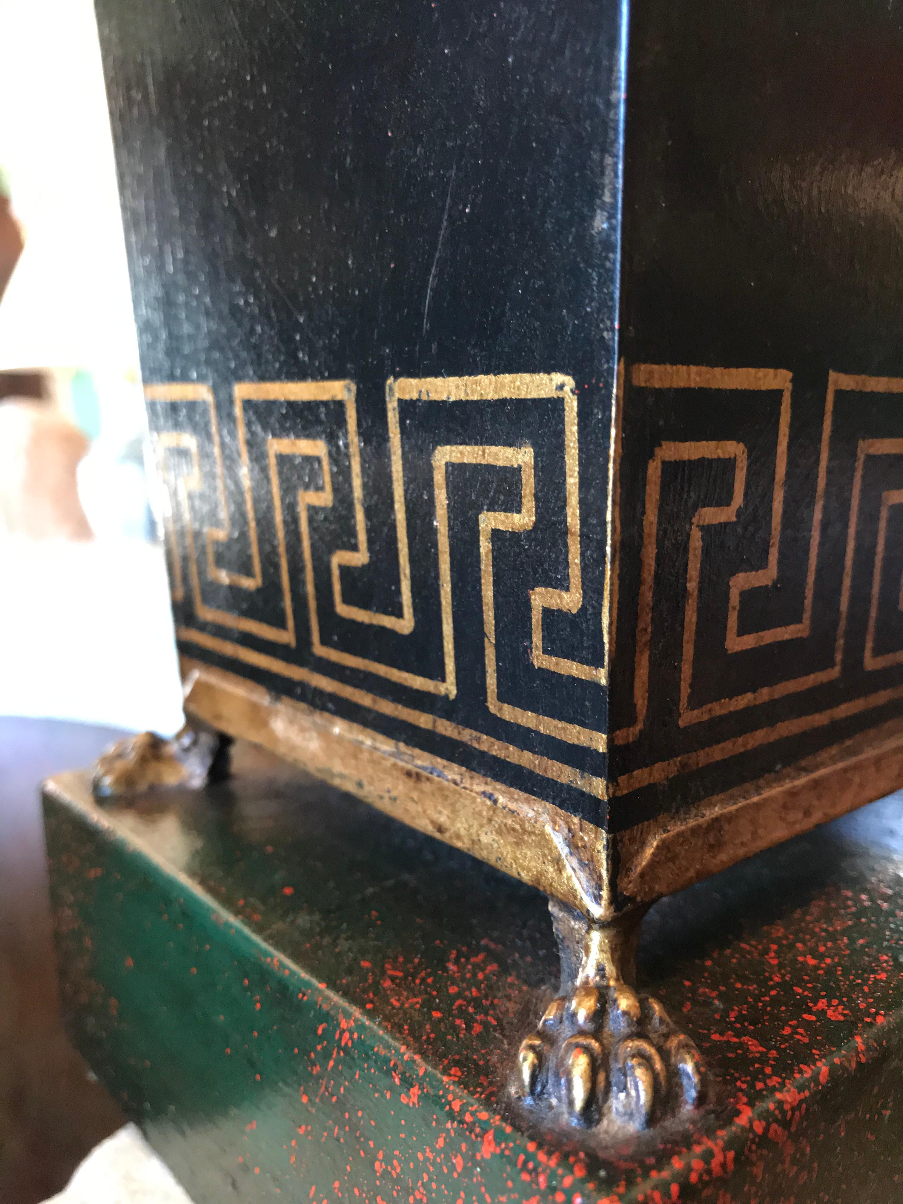 19ème siècle Paire de Tole Jardiniere Urn Cachepot peinte en noir Antiquities en vente 9