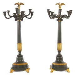 19th Century Pair Bronze Torchiers / Candelabras