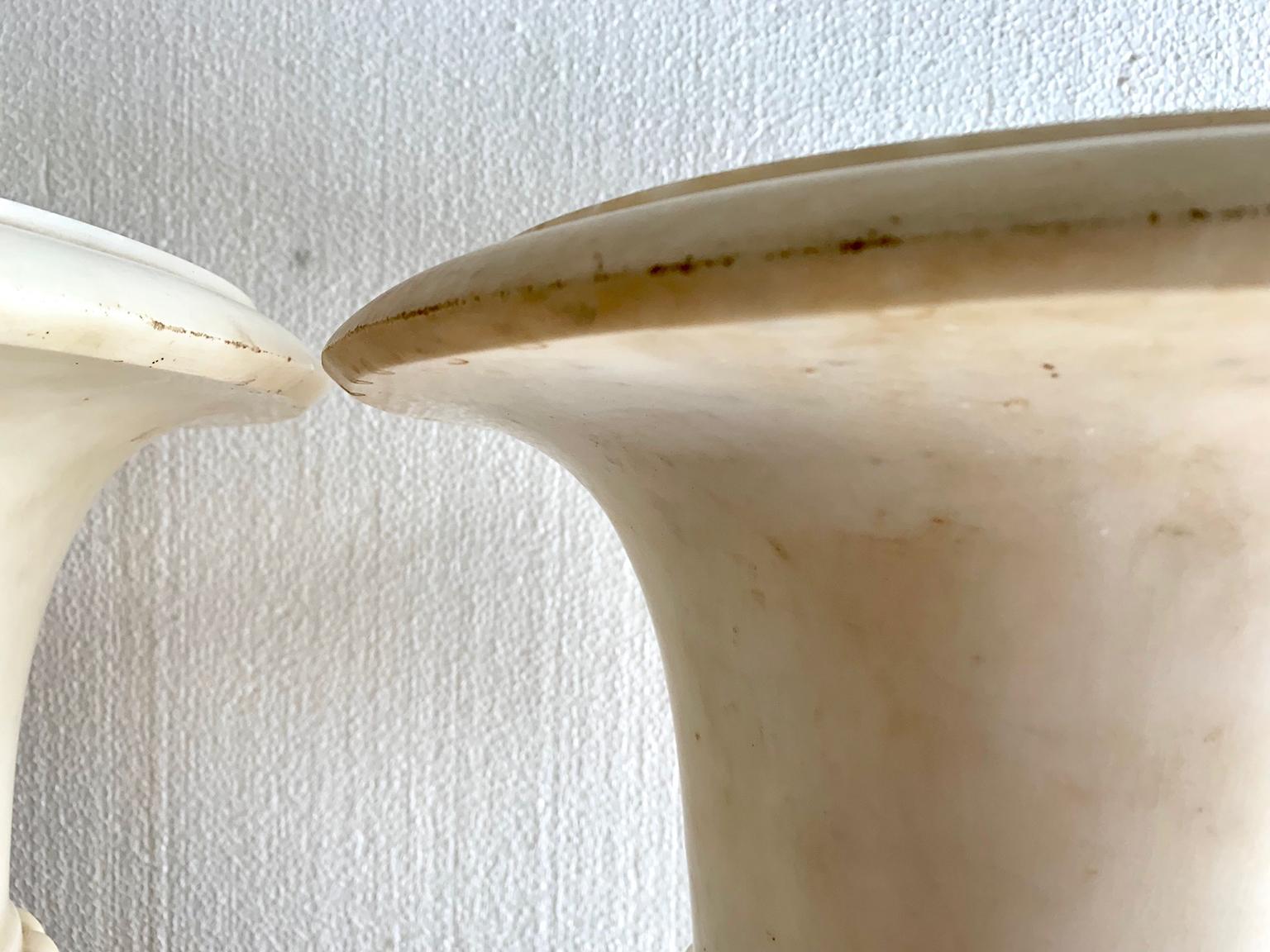 Italian 19th Century Pair of Carrara Marble Medici Vases