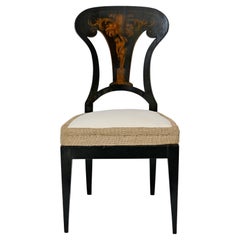 19th Century Pair Early Biedermeier Chairs Vienna Finest Ink Painting