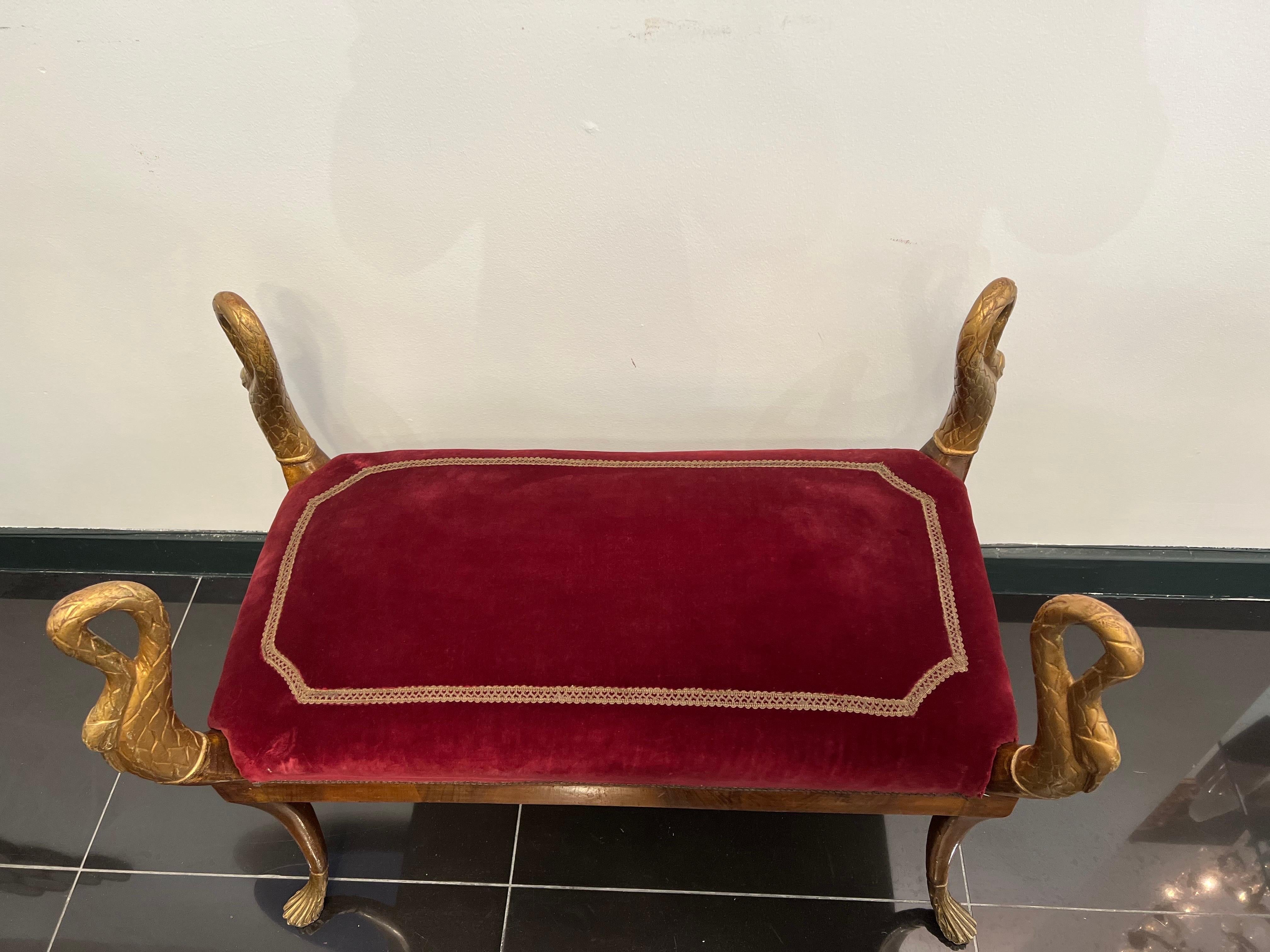 19th Century, Pair Empire Swan Benches 3