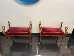 19th Century, Pair Empire Swan Benches