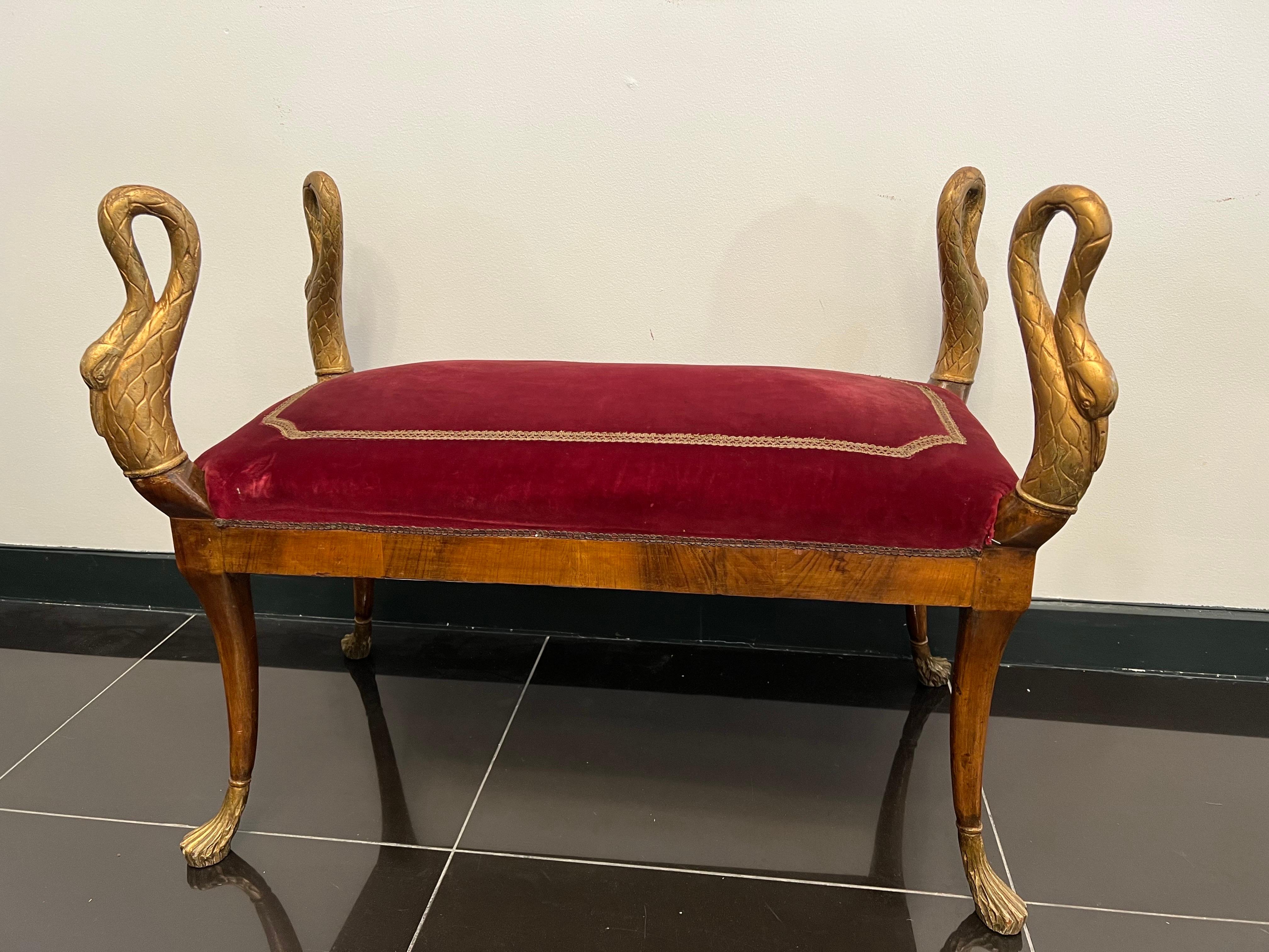 Velvet 19th Century, Pair Empire Swan Benches