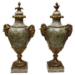 19th Century Pair French Marble Cassolettes