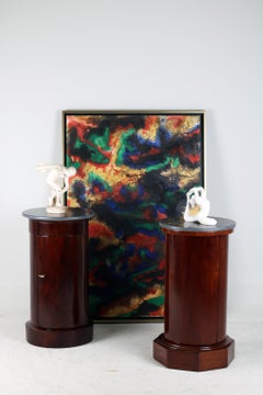 19th Century Pair French Neoclassic Mahogany Drum Cabinets