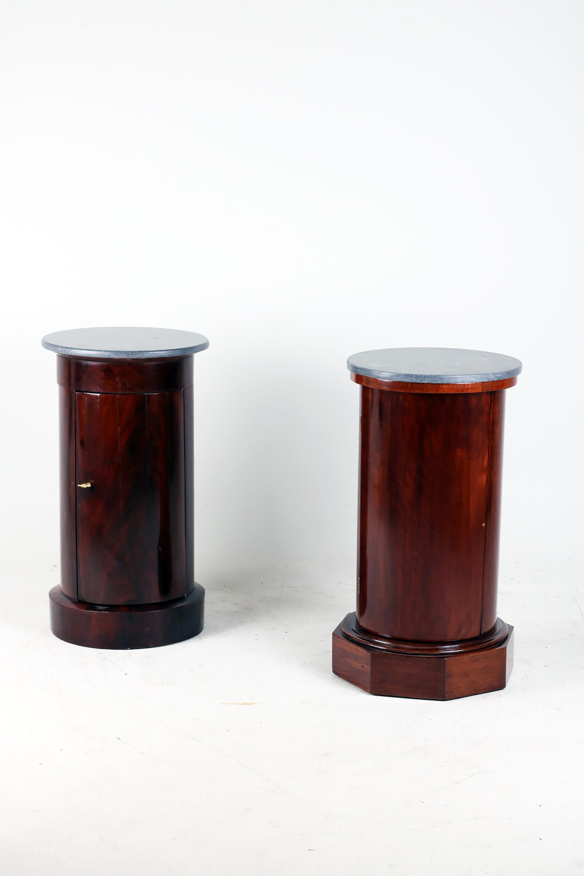 Mid-19th Century 19th Century Pair French Neoclassic Mahogany Drum Cabinets For Sale