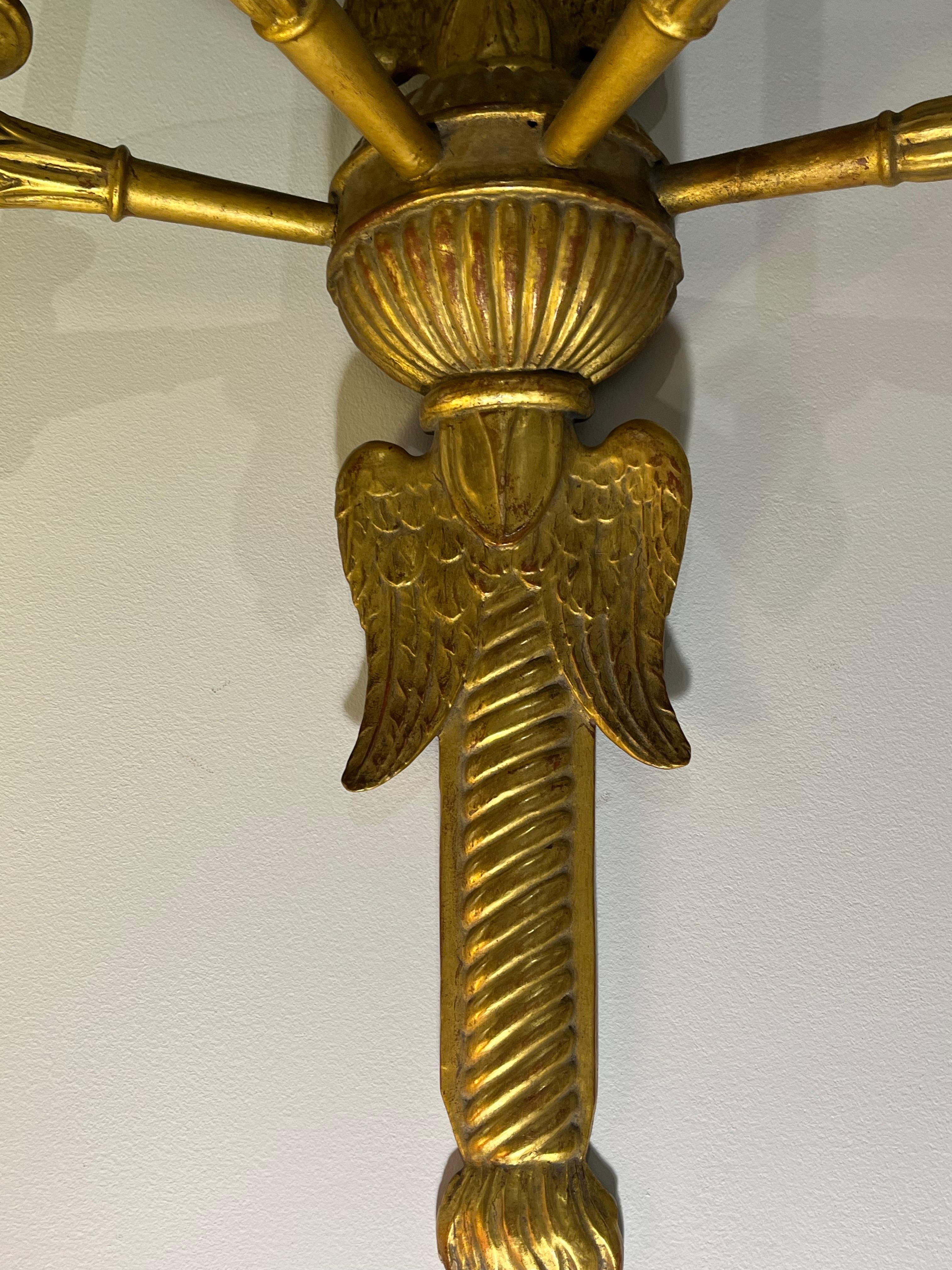 Paire d'appliques Empire du 19e siècle en Wood Wood doré en vente 10