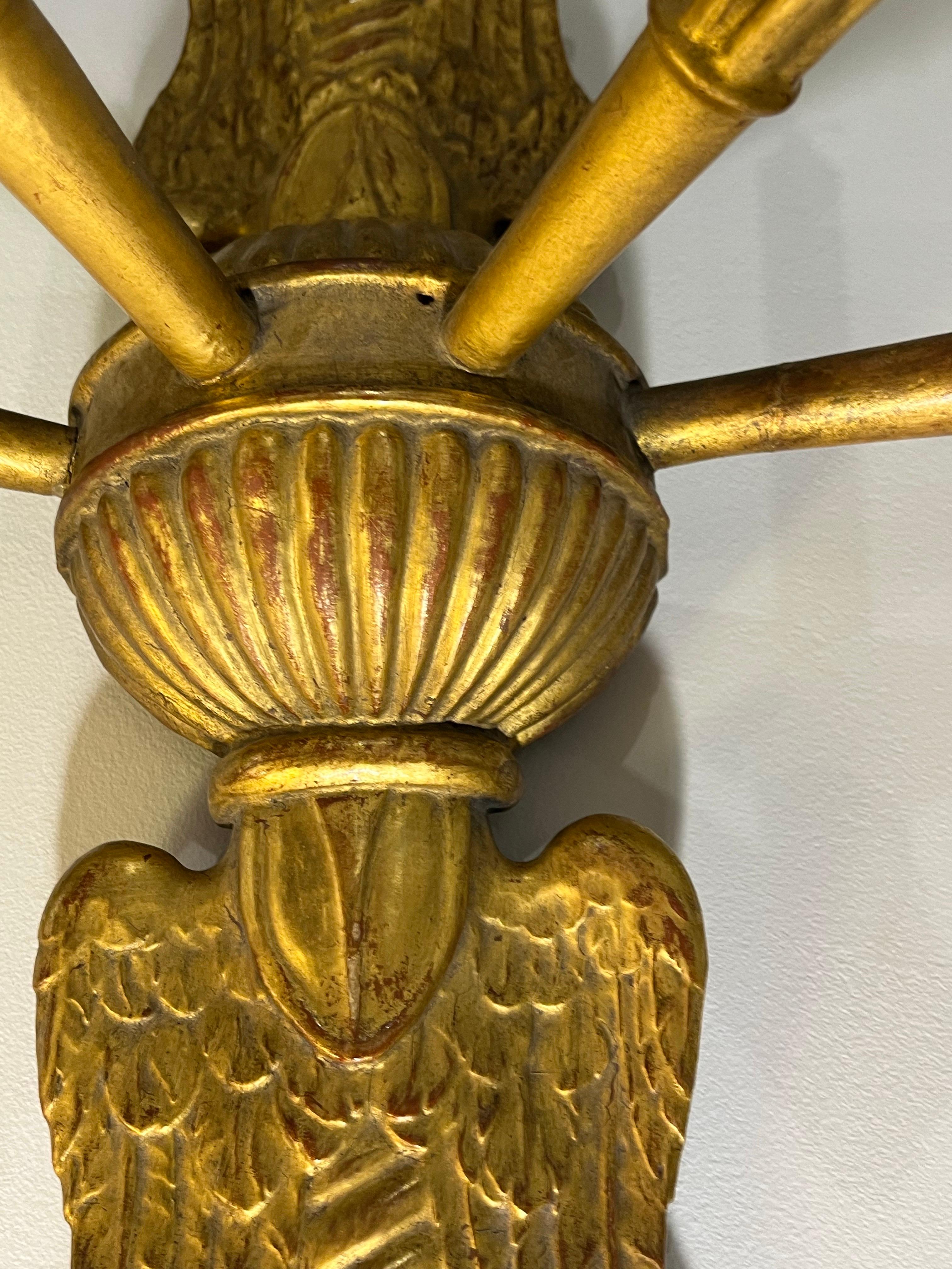 Paire d'appliques Empire du 19e siècle en Wood Wood doré en vente 11