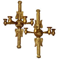Paire d'appliques Empire du 19e siècle en Wood Wood doré