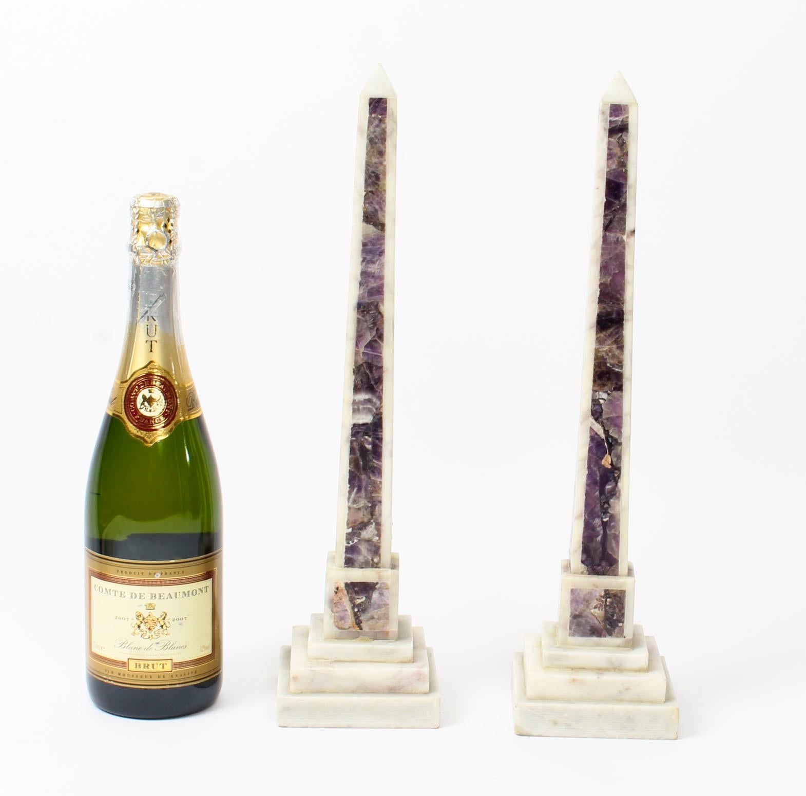 19th Century Pair Grand Tour Convent Siena and Amethyst Marble Obelisks 6