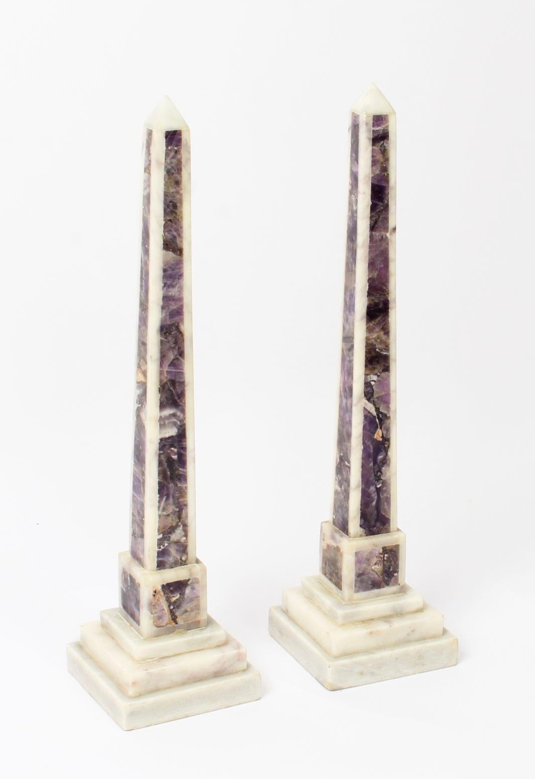 19th Century Pair Grand Tour Convent Siena and Amethyst Marble Obelisks 7