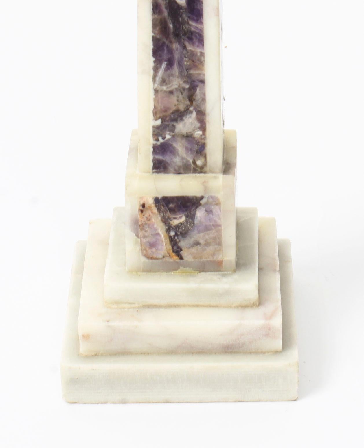 Late 19th Century 19th Century Pair Grand Tour Convent Siena and Amethyst Marble Obelisks