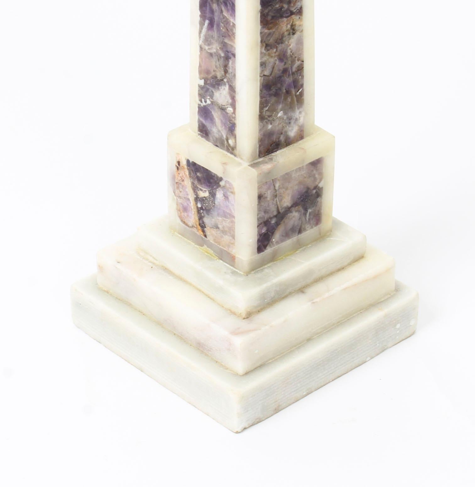 19th Century Pair Grand Tour Convent Siena and Amethyst Marble Obelisks 2